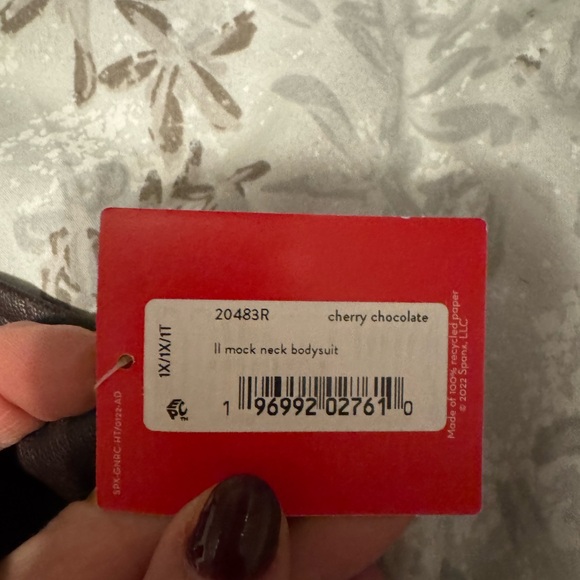 Spanx NWT leather like mock neck bodysuit - Picture 3 of 4